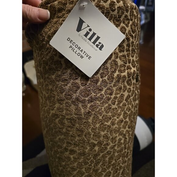 Villa By Noble Excellence Leopard Animal Bolster Pillow Tan New Body Long 36" - Picture 3 of 12